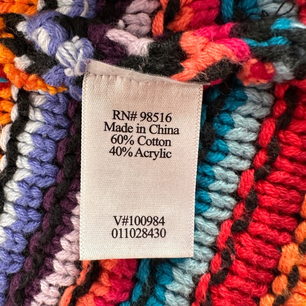 Coldwater Creek Full Zip Knit Cardigan Women 2X Multicolor Striped | Boho Artsy - Picture 7 of 10